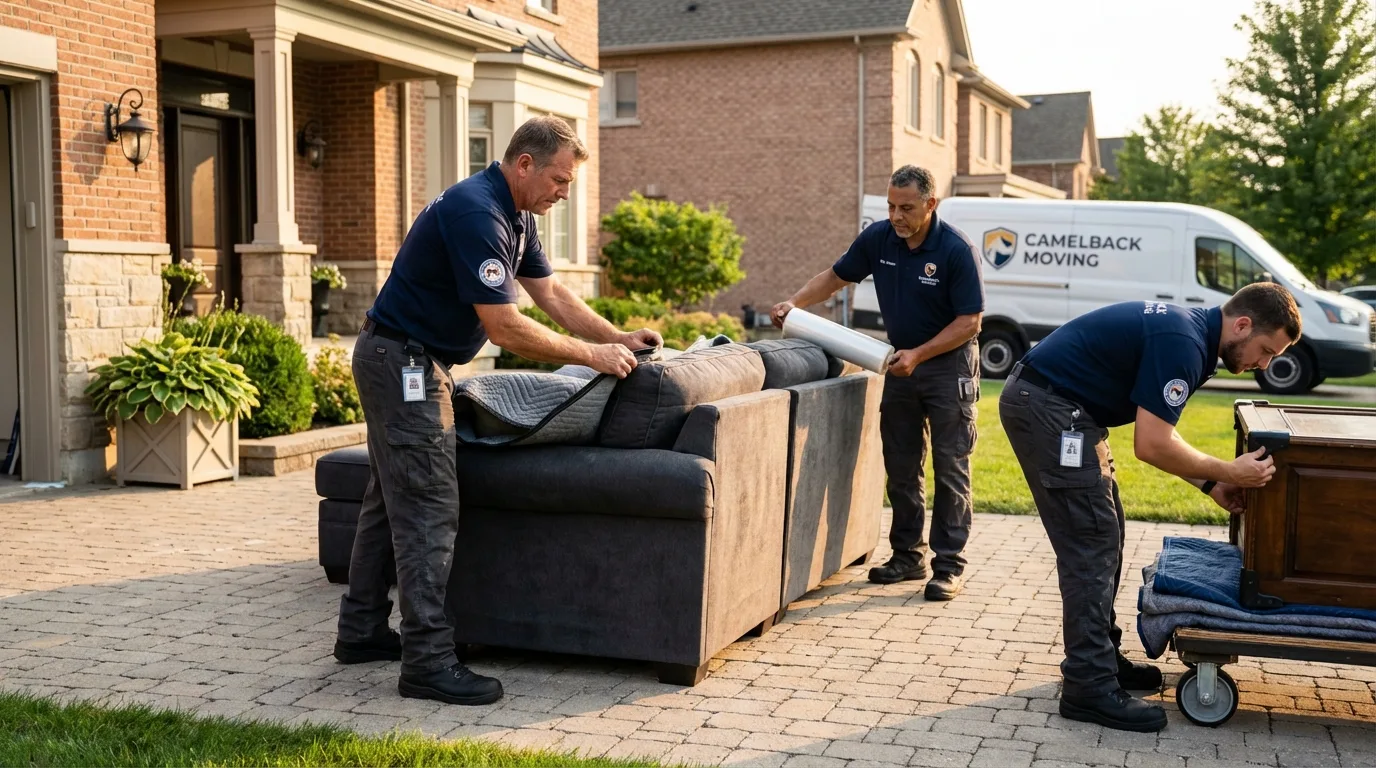 Large estate moving crew wrapping furniture in Salado, TX