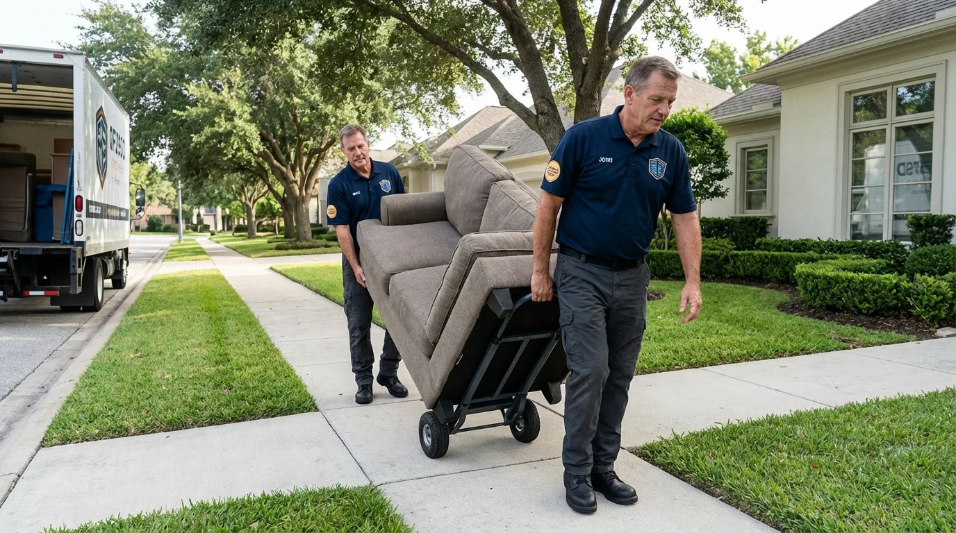 Local residential moving crew loading furniture in Salado, TX